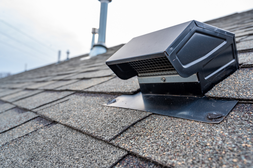 Close-up view of a roof vent installation, showcasing proper ventilation techniques and materials.